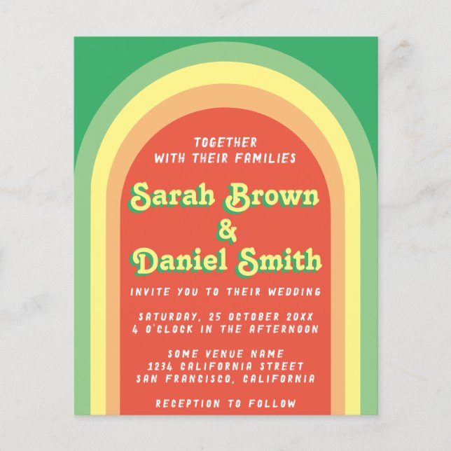 Lámina Invitación a la boda verde del presupuesto del Arc (Anverso)