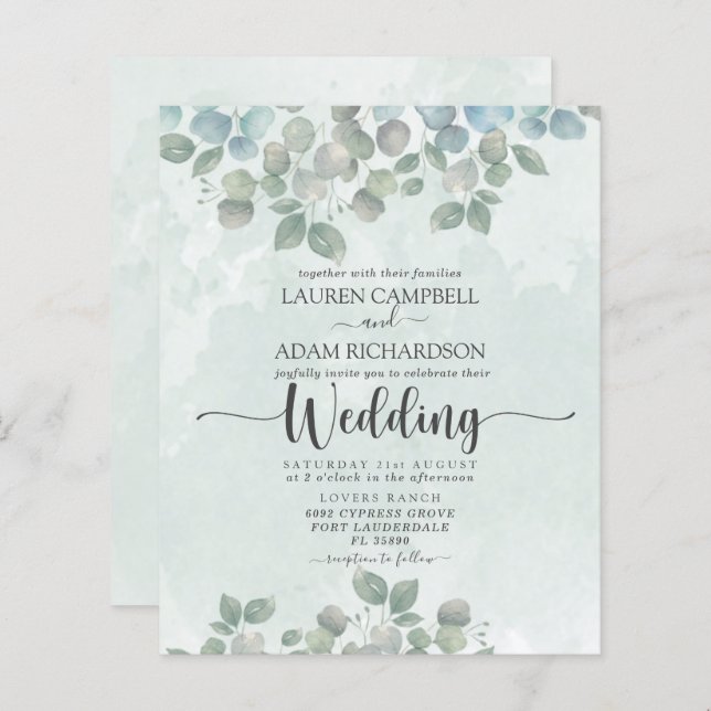 Lámina Invitación a la boda verde del sabio Eucalyptus de (Anverso / Reverso)
