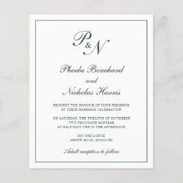 Lámina Invitación a la boda verde forestal monograma