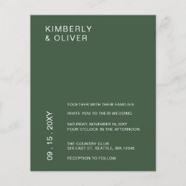 Lámina Invitación a la boda verde Minimalista del presupu