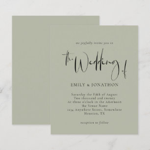 Lámina Invitación a la boda verde Pale Sage con guión de