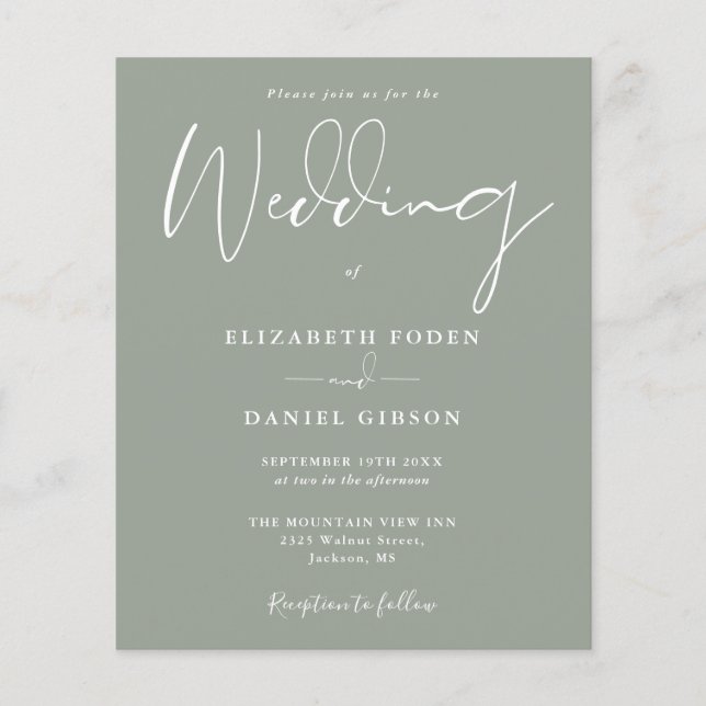 Lámina Invitación a la boda verde por sabios del presupue (Anverso)