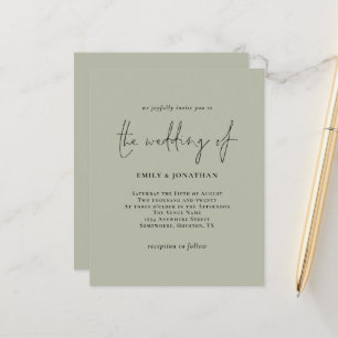 Lámina Invitación a la boda verde simple con salvia pálid