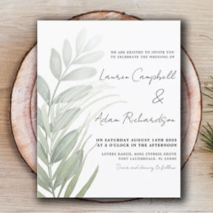 Lámina Invitación a la boda verde simple de follaje con p