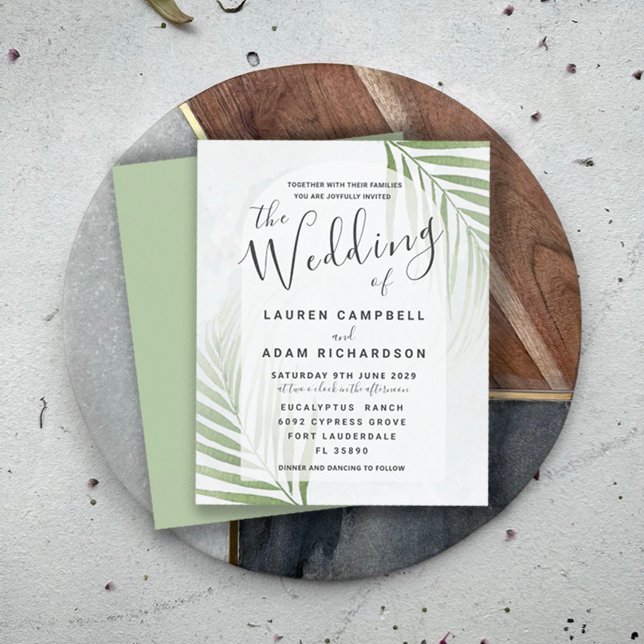 Lámina Invitación a la boda verde tropical presupuestal (Subido por el creador)