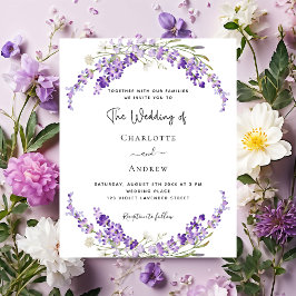 Lámina Invitación a la boda violeta de flores de lavanda