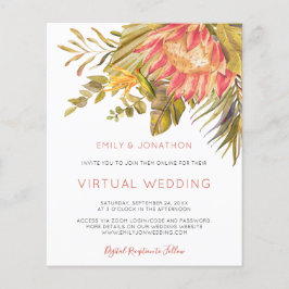 Lámina Invitación a la boda virtual de follaje tropical d