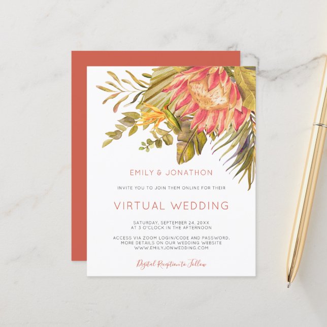 Lámina Invitación a la boda virtual de follaje tropical d (Anverso/Reverso In Situ)