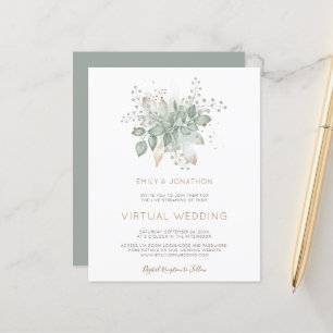 Lámina Invitación a la boda virtual de Sage de follaje de