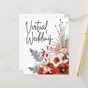 Lámina Invitación a la boda virtual del Crema Rojo Floral