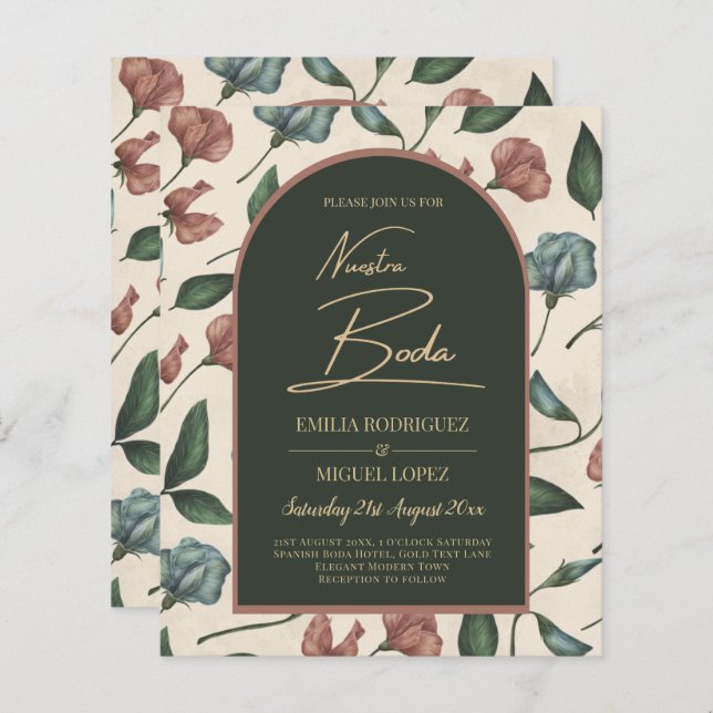 Lámina Invitación a la caída de Nuestra Boda Emerald Gree (Anverso / Reverso)