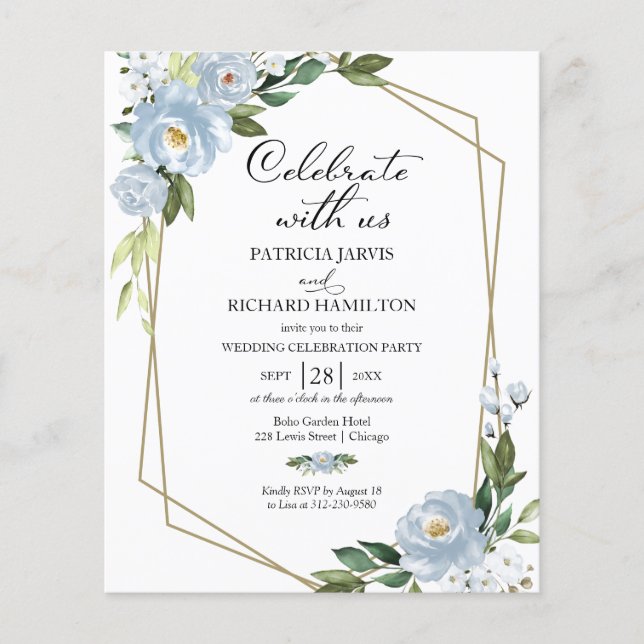 Lámina Invitación a la celebración del Boda de presupuest (Anverso)