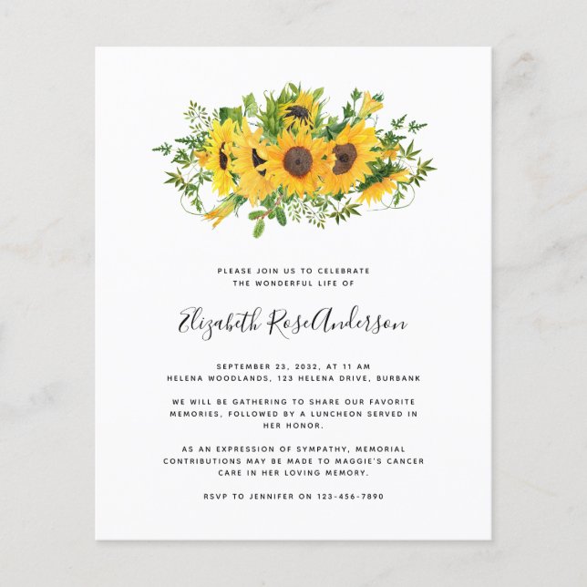 Lámina Invitación a la celebración del girasol presupuest (Anverso)