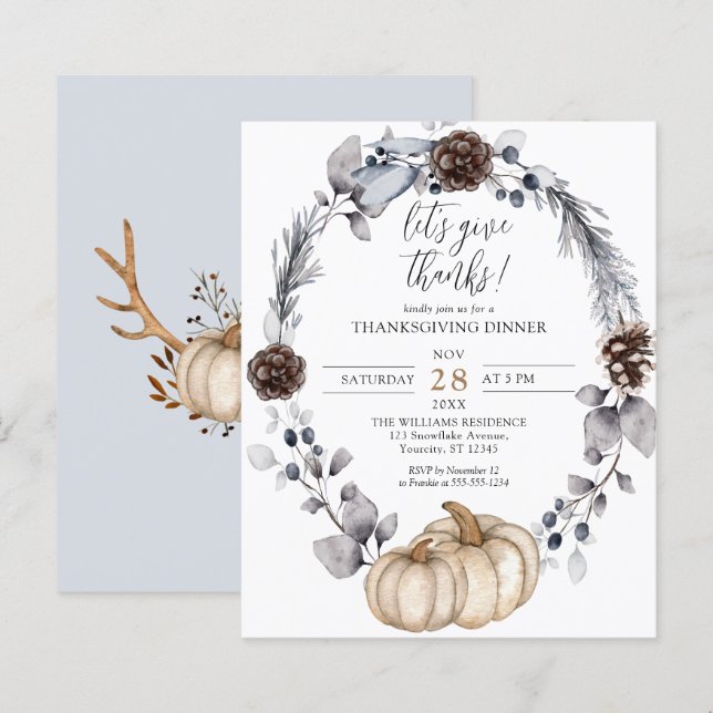 Lámina Invitación a la cena de Acción de Gracias de la Ca (Anverso / Reverso)