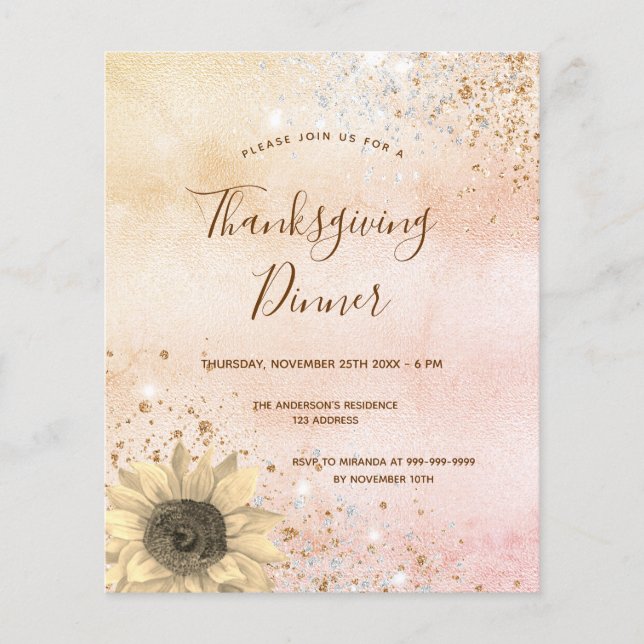 Lámina Invitación a la cena de Acción de Gracias para el  (Anverso)