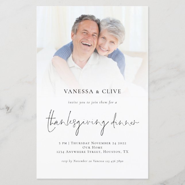 Lámina Invitación a la cena de Acción de Gracias para la  (Anverso)