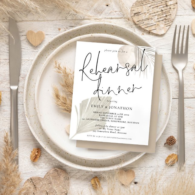 Lámina Invitación a la cena de Boda de Boho Pampas de pre (Subido por el creador)