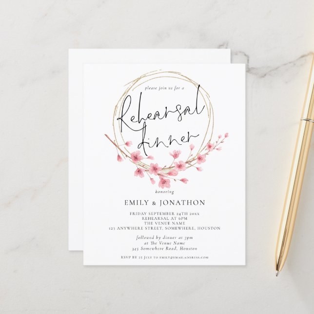 Lámina Invitación a la cena de Boda de Budget Florals (Anverso/Reverso In Situ)
