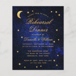 Lámina Invitación a la cena de Budget Blue Gold Stars