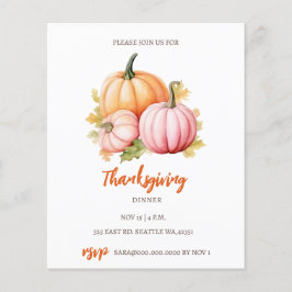 Lámina Invitación a la cena de día de gracias de las cala