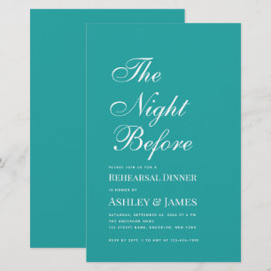 Lámina Invitación a la cena de ensayo azul turquesa la no