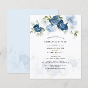 Lámina Invitación a la cena de ensayo Blue Dusty Floral P