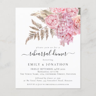 Lámina Invitación a la cena de ensayo de Boho Pink Floral