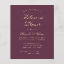 Lámina Invitación a la cena de ensayo de color de vino de