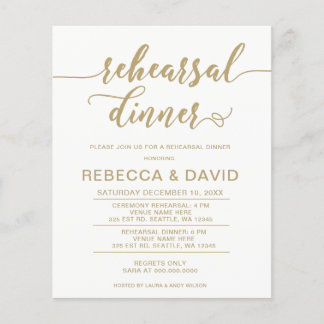 Lámina Invitación a la cena de ensayo de guión elegante d
