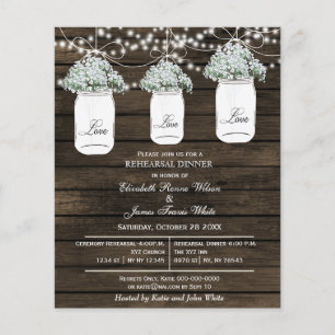 Lámina Invitación a la cena de ensayo de Mason Jar, Barn 