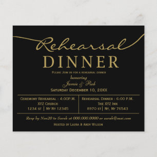 Lámina Invitación a la cena de ensayo de oro negro de pre