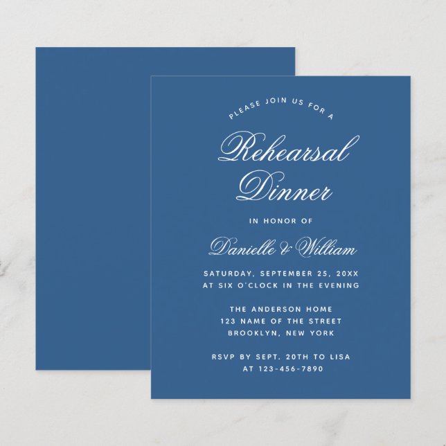 Lámina Invitación a la cena de ensayo del presupuesto azu (Anverso / Reverso)