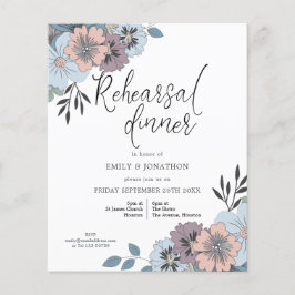 Lámina Invitación a la cena de ensayo floral azul de pres