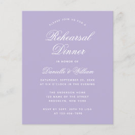 Lámina Invitación a la cena de ensayo púrpura de lavanda 