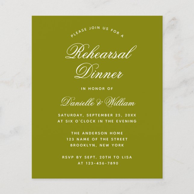 Lámina Invitación a la cena de ensayo sobre el presupuest (Anverso)