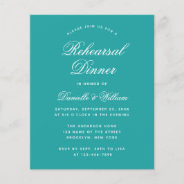 Lámina Invitación a la cena de ensayo Verde azulado Blue 