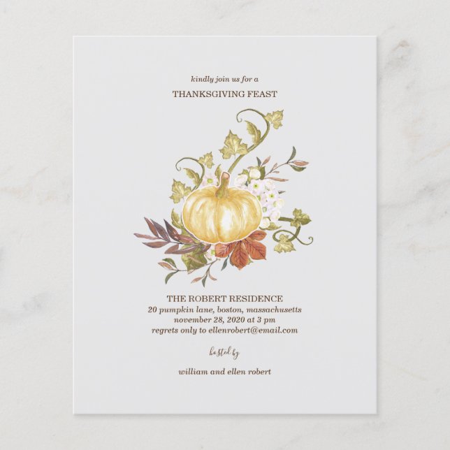Lámina Invitación a la cena de la calabaza floral de Acci (Anverso)