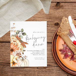 Lámina Invitación a la cena de la calabaza floral del día