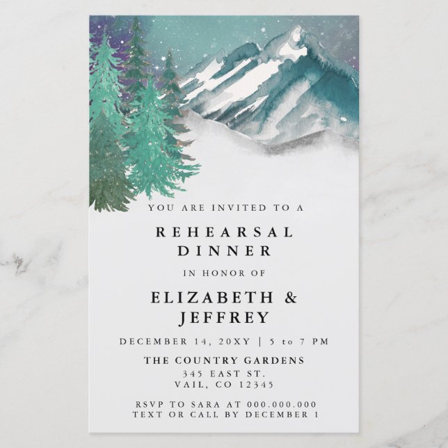 Lámina Invitación a la cena de Pine de Montañas Presupues (Anverso)