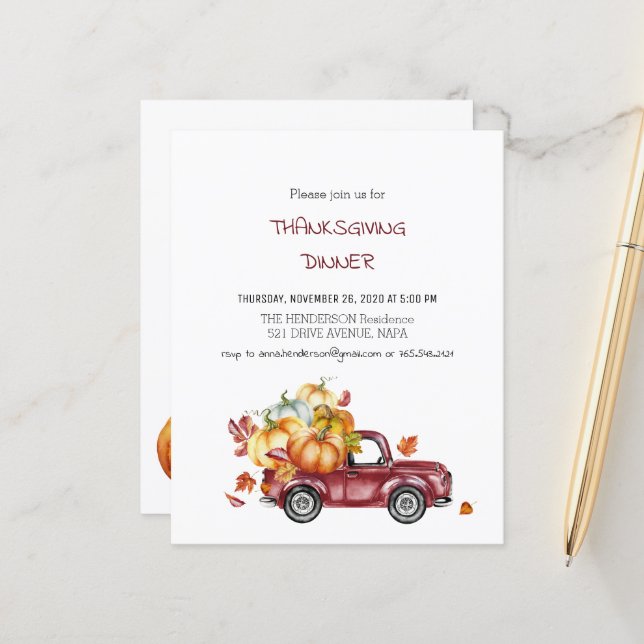 Lámina Invitación a la Cena de Presupuesto/Calabaza/Día d (Anverso/Reverso In Situ)