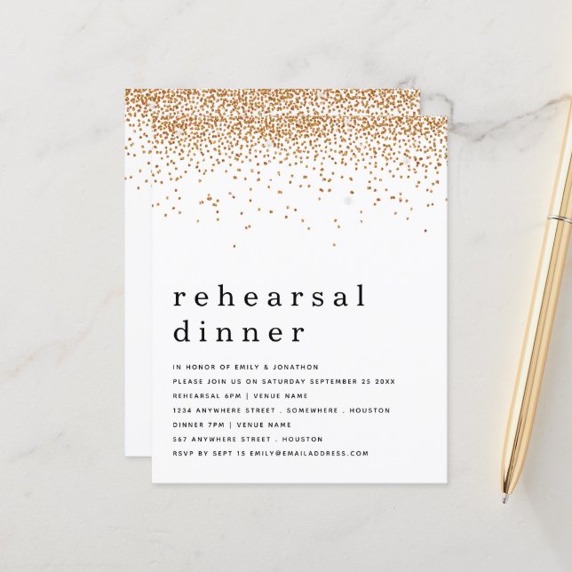 Lámina Invitación a la cena de Purpurina de oro de presup (Anverso/Reverso In Situ)