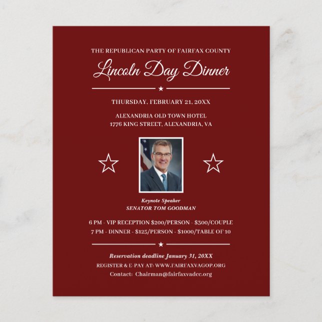 Lámina Invitación a la cena de recaudación de fondos polí (Anverso)