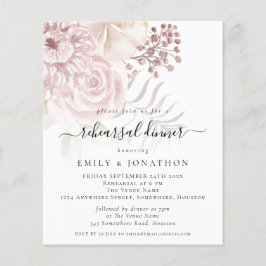 Lámina Invitación a la cena para ensayo de flores rosadas