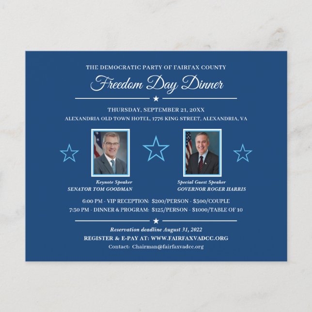 Lámina Invitación a la cena para recaudar fondos político (Anverso)