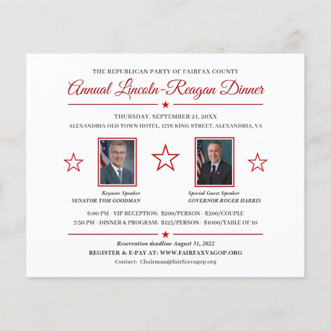 Lámina Invitación a la cena para recaudar fondos político (Anverso)