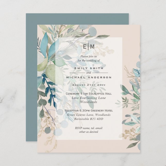 Lámina Invitación a la Ceremonia de Boda y Recepción Polv (Anverso / Reverso)