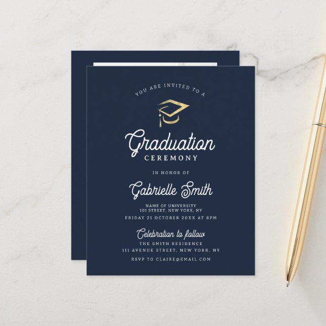 Lámina invitación a la ceremonia de graduación de azul ma (Anverso/Reverso In Situ)