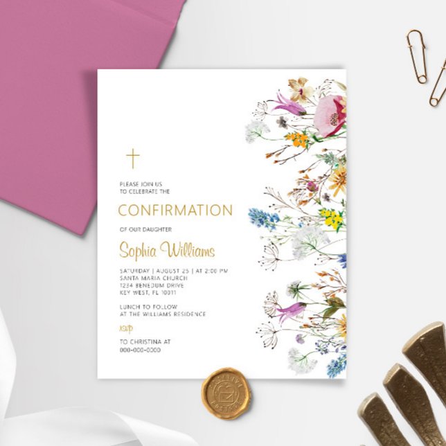Lámina Invitación a la confirmación del Boho Wildflowers  (Subido por el creador)