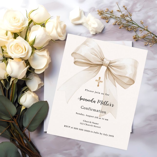 Lámina Invitación a la confirmación del chica beige crema (Subido por el creador)