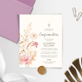 Lámina Invitación a la confirmación del jardín de flores 